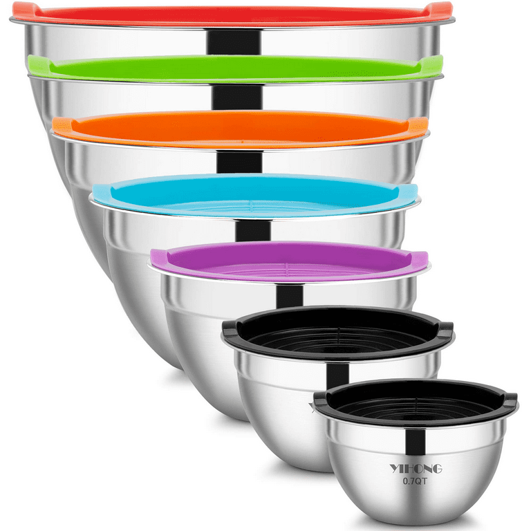 TINANA Mixing Bowls Set, 6 PCS Stainless Steel Mixing Bowls, Metal Nesting  Storage Bowls for Kitchen, Size 8, 5, 4, 3, 1.5, 0.75 QT, Great for Prep