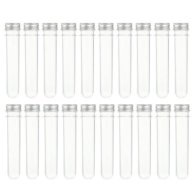 YIHONGMU 20 Clear Plastic Test Tubes with Corks for Bath Salts and