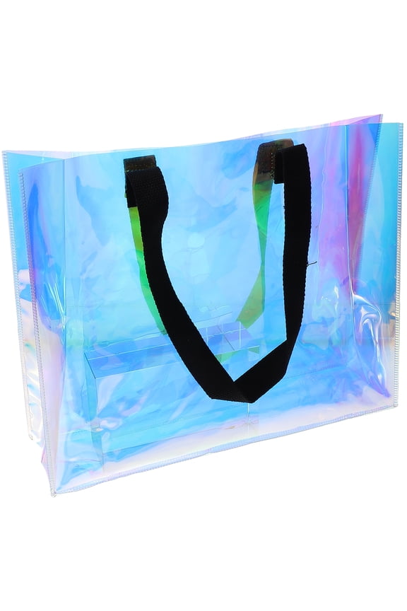 PVC Holographic Tote Bag - Large, Reusable, Clear & Iridescent