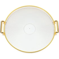 YIHONGMU Round Plastic Serving Tray with Handle, Golden