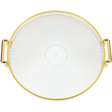 YIHONGMU Round Plastic Serving Tray with Handle, Golden