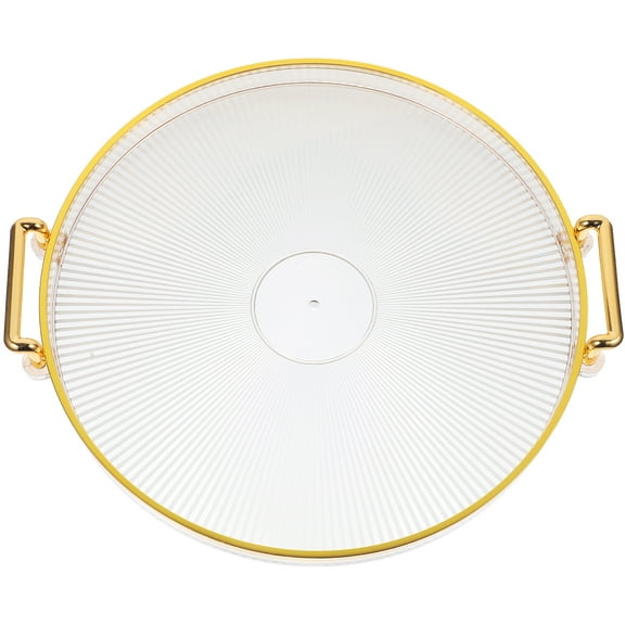 YIHONGMU Round Plastic Serving Tray with Handle, Golden