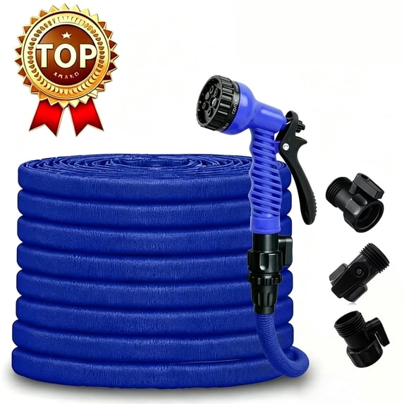 HYUTY 25ft Expandable Garden Hose with 7 Spray Patterns Nozzle, Lightweight Flexible Hose for Gardening & Cleaning