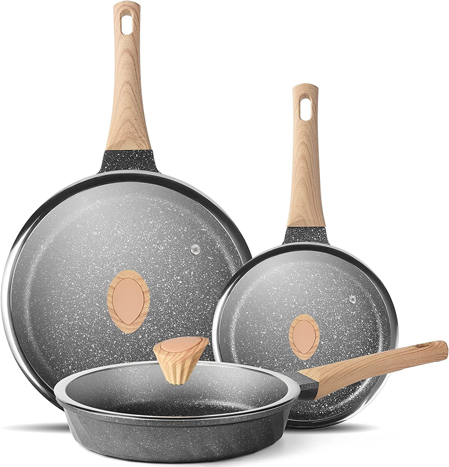 YIIFEEO Induction Pots and Pans Set Nonstick Granite Kitchen Cookware