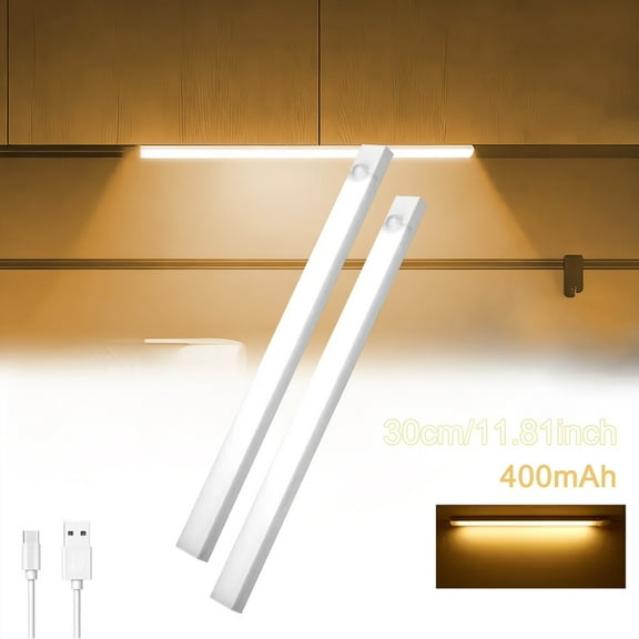 YIIYRY 2-Pack Under Cabinet Lighting,Wireless LED Closet Lights,Rechargeable Motion Sensor Light Indoor for Kitchen Stairs Hallway
