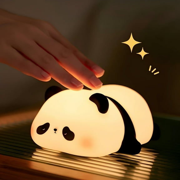YIIYRY Panda Cute Night Light for Kids,Rechargeable Dimmable Squishy Night Light,Silicone 3 Level Soft Night Lamps Gift for Kids Bedroom Room Decor