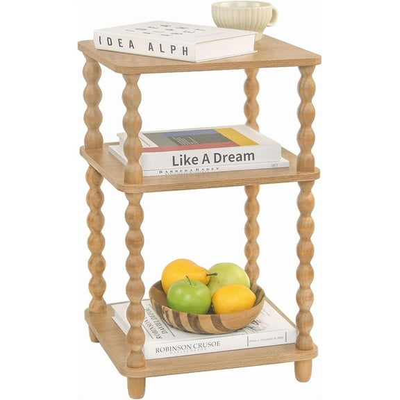 YIJ2 Side Table,Small End Table with Storage Shelf, Modern Bedside Table Night Stand for Living Room, Bedroom, Office and Small Spaces,Rustic Walnut