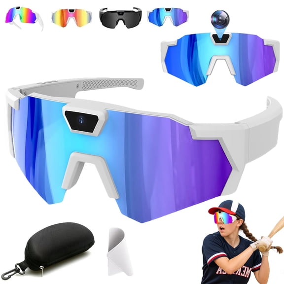 YIJADS Baseball Glasses with Camera, Baseball Sunglasses with Camera, 4K Video Cameras Glasses, That Record Video And Audio, Smart Recording Sunglasses for Men and Women