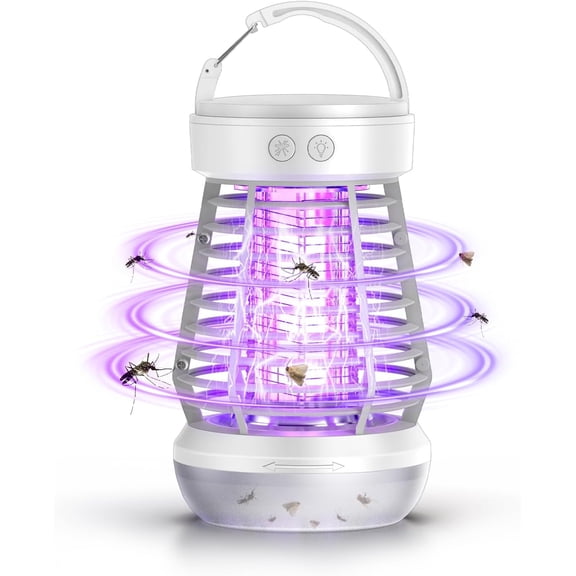 YIJADS Upgraded Fly Traps,3 in 1 Bug Zapper Outdoor & Indoor, Electric Mosquito Killer Lamp with 2000V Grid & On/Off Switch, Mosquito Traps for Kitchen, Patio, Backyard, and More (White)