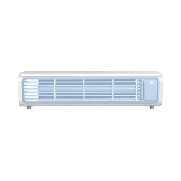 YIJIA 13.4 Inch Sky Blue ABS Horizontal Table Tower Fan With Remote Controller, Slim Horizontal Louver Personal Cooling Fan For Bedroom Office Workstation, 1 Pack