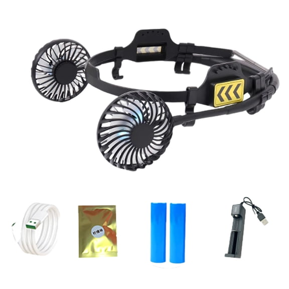 YIJIA 3 Gear Dual Head Hard Hat Cooling Fan USB Rechargeable Plastic Safety Helmet Air Circulator 10.63x3.74x4.53 Inches 1 Unit