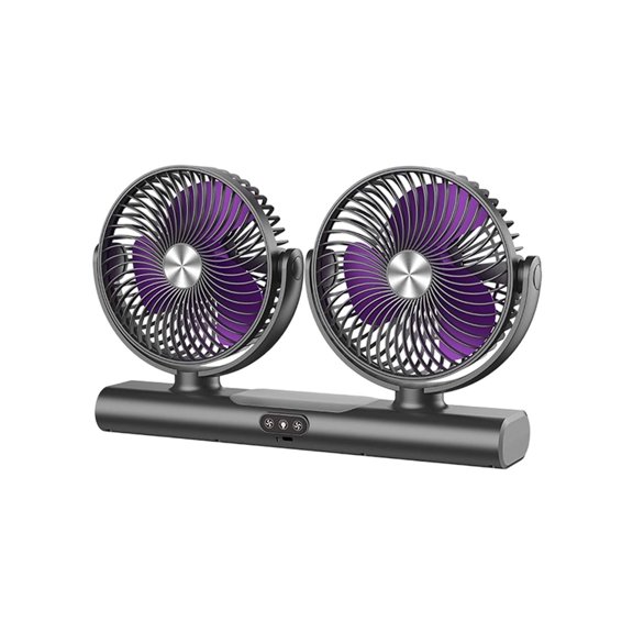 YIJIA 3 Gear Rotatable Dual Head USB Rechargeable Circulator Fan Plastic Quiet Cooler With LED Night Light 15.75x7.87x3.15 Inches 1 Unit