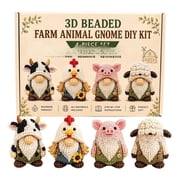 YIJIA 4-in-1 Farm Animal 3D Beaded DIY Craft Kit 9.45 Inch Full Bead Supplies Beginner Beading Set Cow Chicken Pig Sheep Figurine Making Gift Box With Detailed Instruction