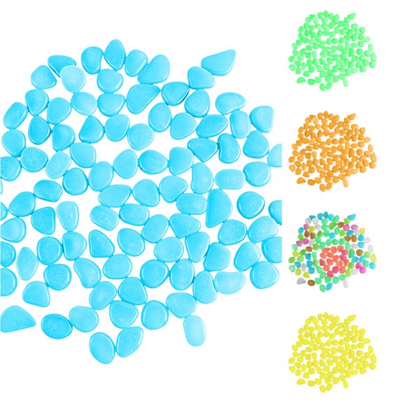 YIJIA 400 Count Large Light-Charged Plastic Glow Stones 0.79 Inch Multi Color Luminous Pebbles Medium-Scale Courtyard & Indoor Decor Craft Accessory Bundle