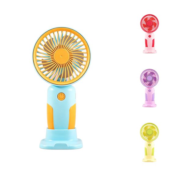 YIJIA 5.9 Inch Two-Tone Rechargeable Mini Handheld Fan With Detachable Matching Stand Base, Dual Function Portable Cooling Fan For Office Study Outdoor Commute, 1 Pack