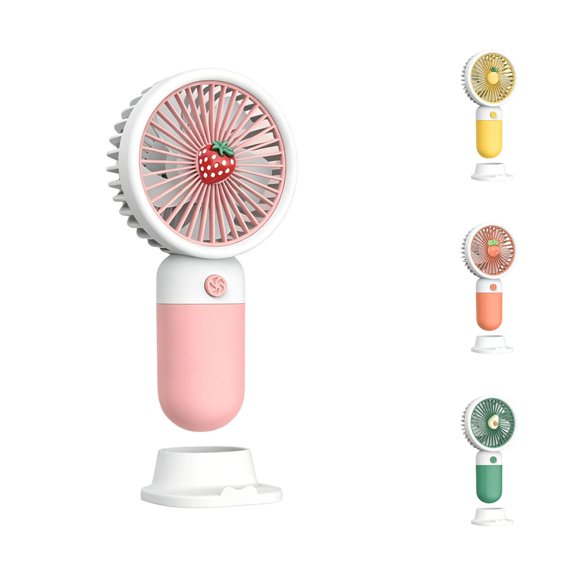 YIJIA 6 Inch Fruit Pattern Rechargeable Mini Handheld Fan With Detachable Stand Base, Cute Dual Use Portable Cooling Fan For Student Desk Outdoor Commute Travel, 1 Pack