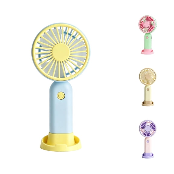 YIJIA 6 Inch Pastel Slim Rechargeable Mini Handheld Fan With Detachable Stand Base, Dual Use Portable Cooling Fan For Student Desk Outdoor Travel, 1 Pack