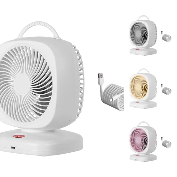 YIJIA 8 Inch Brushless USB Rechargeable Circulation Desk Fan 5 Speed Plastic Portable Air Cooler 9.05x6.30x5.12 Inches 1 Unit