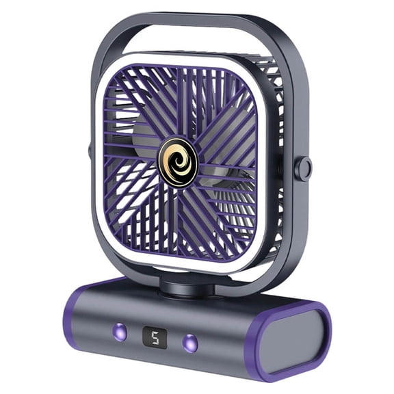 YIJIA 9.4 Inch ABS USB Charging Rotatable Square Table Fan With Top Handle, Digital Display Portable Personal Cooling Fan For Bedroom Office Workstation, 1 Pack