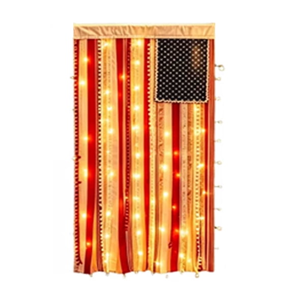 YIJIA Battery Operated LED Light Up Polyester Decorative Flag 50 Inch Windproof White Blank Vertical Banner With Integrated Light String For Home Garden Commercial Night Outdoor Display