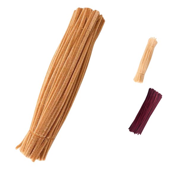 YIJIA Bendable Plush Pipe Cleaners Bundle 12 Inch 6mm Fuzzy Twist Stems 100pcs Earth Tone DIY Handmade Art Craft Accessory Kit