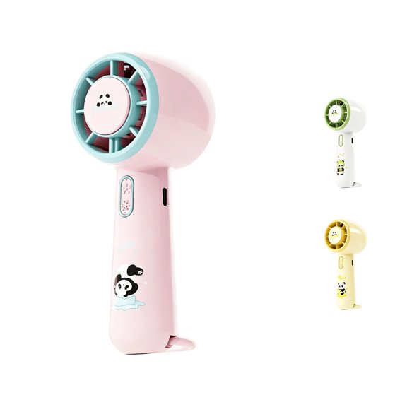 YIJIA Cartoon Panda Portable Handheld Fan Rechargeable USB Mini Travel Fan Matte Plastic Dorm Cooling Fan 2.44x2.44x5.91 Inches 1 Unit