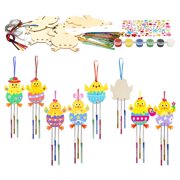 YIJIA Easter Chick DIY Wooden Wind Chime Craft Kit 5.9 Inch Heavy-Duty Solid Chick Wood Blanks Bulk Wholesale Spring Holiday Handmade Decor Supply For Hobby & Party Retail Inventory