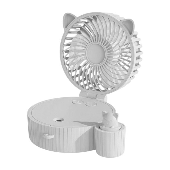 YIJIA RGB Light Foldable Cat Ear Mist Fan USB Rechargeable ABS Portable Desktop Humidifying Cooler 5.12x4.72x3.15 Inches 1 Unit