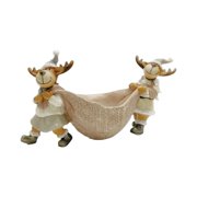 YIJIA Resin Figurine of Deer Statue Person Elk Beige 8.80x4.80x3.80in