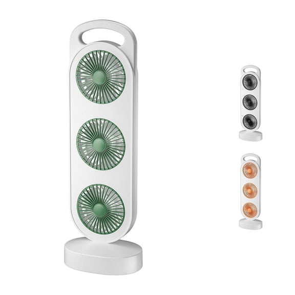 YIJIA USB Rechargeable Triple Head Vertical Standing Fan Plastic Portable Tabletop Personal Air Cooler 14.33x4.72x3.27 Inches 1 Unit
