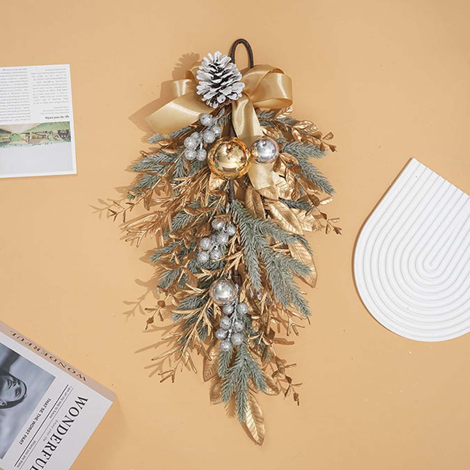 YIJIAKEJILSL Wreaths for Chairs Light up Christmas Outdoor Christmas Wreath with Light Bows for