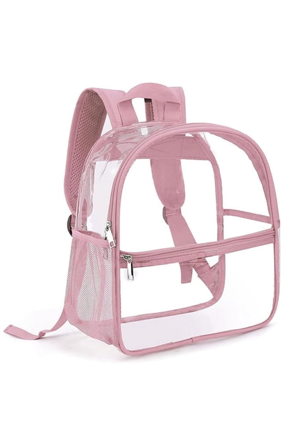 Clear Backpack Stadium Approved 12×12 inch, with Reinforced and Wider Shoulder Straps, Small Clear Bag for Schools, Concerts, Work,Pink