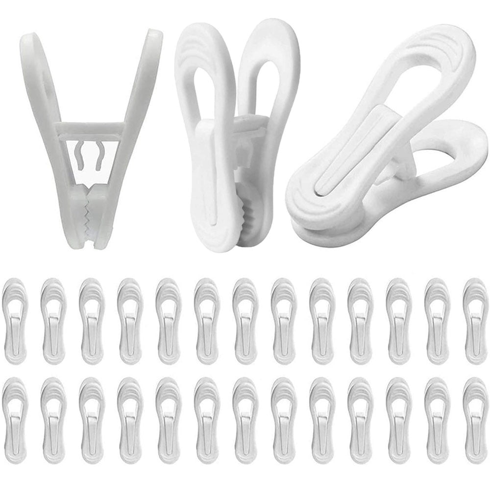 YIJIAL Hanger Clips for Hangers,30 Pcs Multi-Purpose Hanger Clips for Hangers White Finger Clips for Kids Hangers with Clips Plastic Clothes Hangers, Pants Hangers Clips