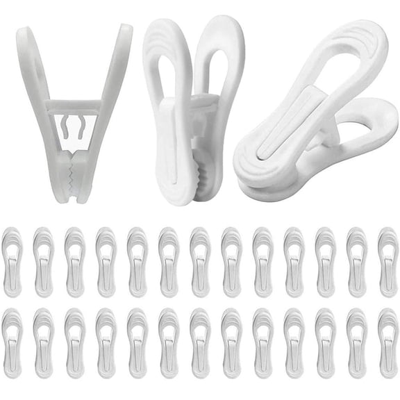 YIJIAL Hanger Clips for Hangers,30 Pcs Multi-Purpose Hanger Clips for Hangers White Finger Clips for Kids Hangers with Clips Plastic Clothes Hangers, Pants Hangers Clips