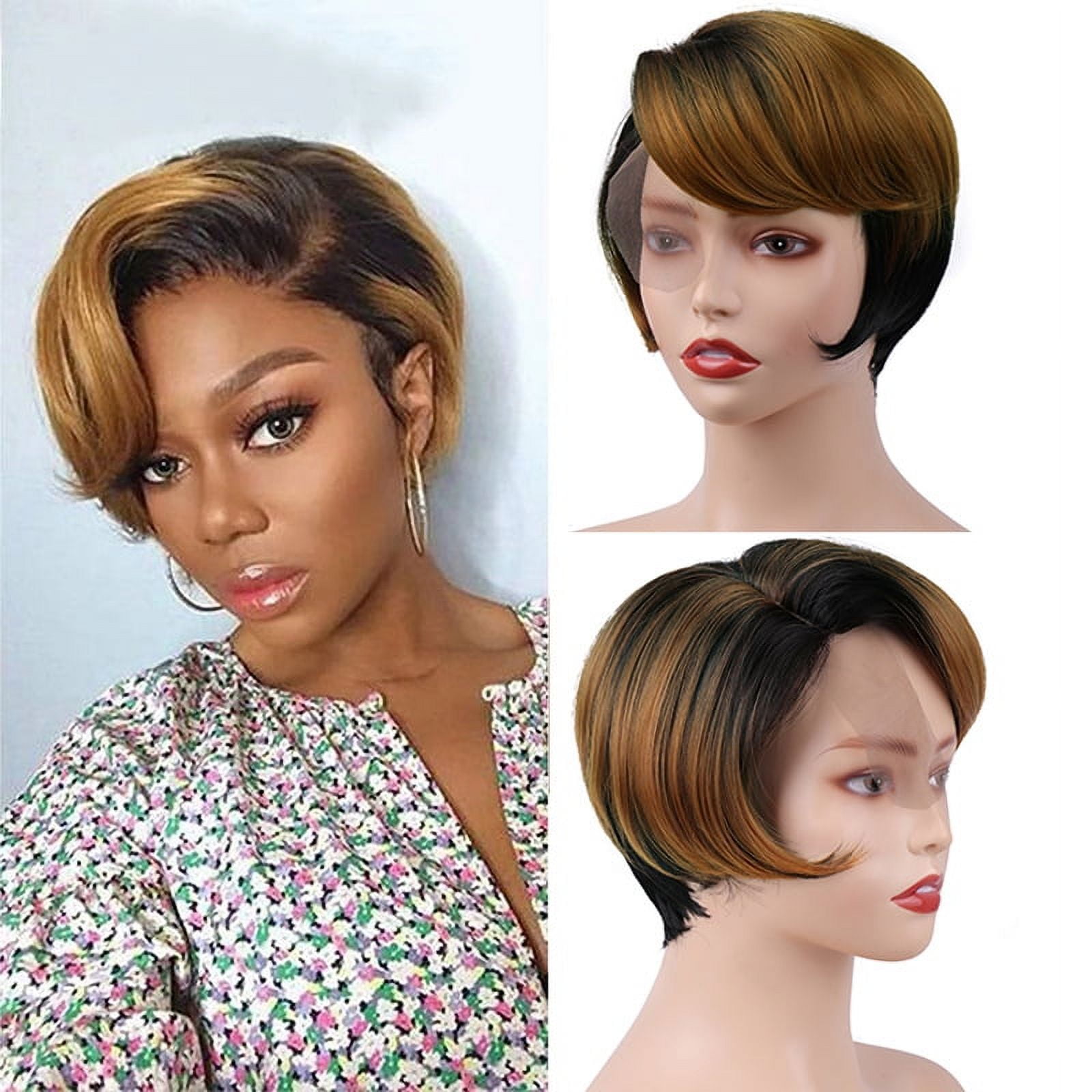 YIJIARAN Women Lace Front Short Pixie Cut Wigs Synthetic Hair Wigs Glueless L Part Natural Wigs Walmart