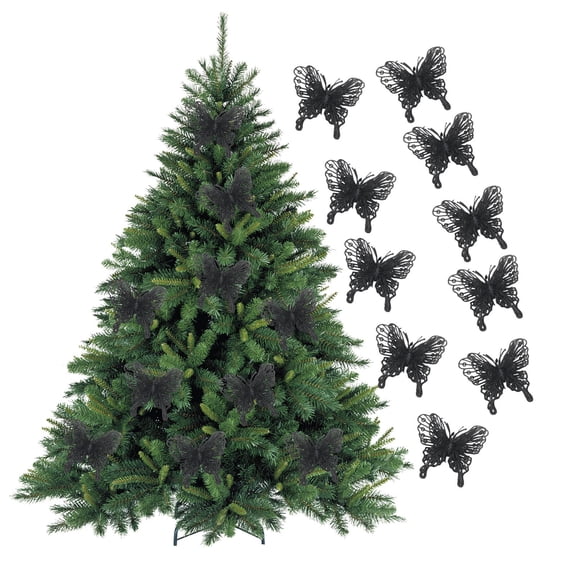 YIKA 10 Pack Sparkling Butterflies Ornaments For Christmas Tree Garland Wedding Decorations Wreath Gift Box Holiday Party Decorations Christmas Decorations Christmas Decorations Indoor Black