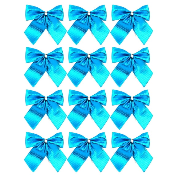 YIKA 12PC 2.17In Mini Christmas Tree Hanging Ornaments - Christmas Bows & Ribbon Decor, Ideal Christmas Decorations for Christmas Tree Decorations & Gift Wrapping​ Blue