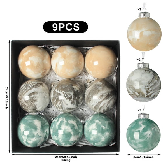 YIKA 12PCS 3.1IN Sand Imitation Porcelain Christmas Ball Set - Textured Holiday Ornaments, Ideal for Christmas Tree Decor, Classic Festive Accents for Home & Party