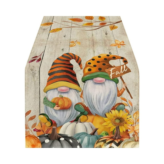 YIKA 13x72 Inch Fall Table Runner Thanksgiving Harvest Pumpkin Maple Leaf Runner Washable For Home Kitchen Dining Party Decoration D