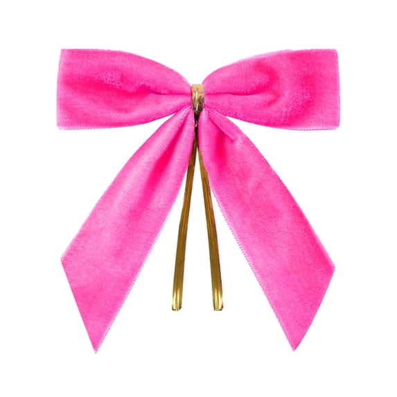 YIKA 24pcs Burgundy Small Velvet Christmas Bows For Christmas Tree Wreath Gift Wrap Crafts Wedding Party Bows For Snack Bags Baking Candy Bags Home Decoration Hot Pink
