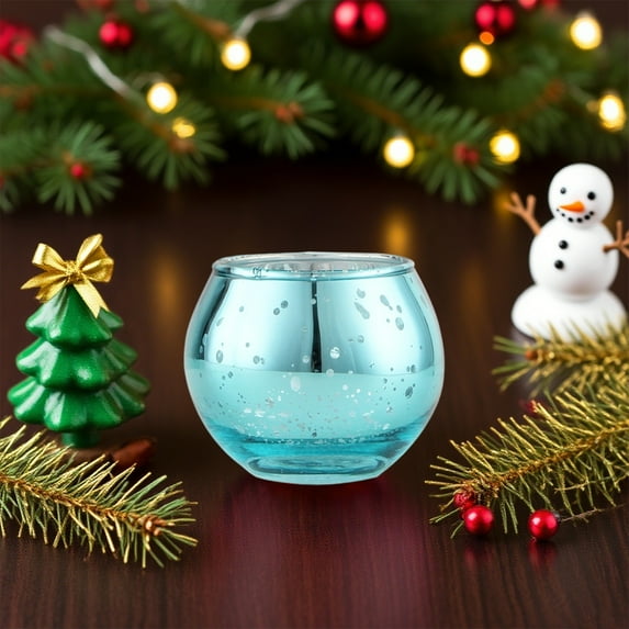 YIKA 2Pcs Spherical Glass Candlestick Aromatic Candle Cup Holiday Gift Candlelight Dinner Decoration Christmas Decoration Christmas Decoration Light Blue