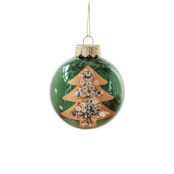 YIKA 3.14in Green Glossy Christmas Ball With Gold Powder High End Electroplating Ball Pearlescent Hand Painteds Patterns Christmas Tree Decoration Arrangement
