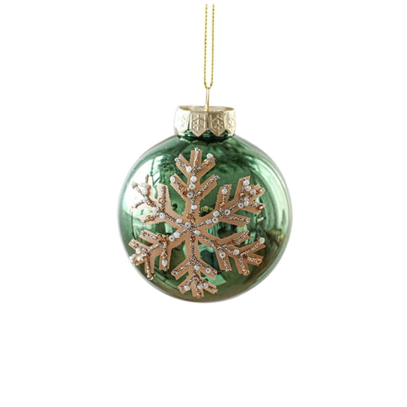 YIKA 3.14in Green Glossy Christmas Ball With Gold Powder High End Electroplating Ball Pearlescent Hand Painteds Patterns Christmas Tree Decoration Arrangement
