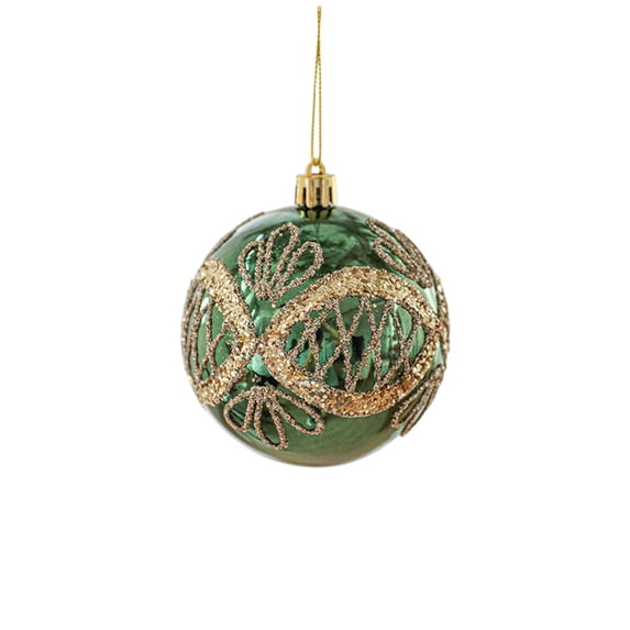 YIKA 3.14in Green Glossy Christmas Ball With Gold Powder High End Electroplating Ball Pearlescent Hand Painteds Patterns Christmas Tree Decoration Arrangement