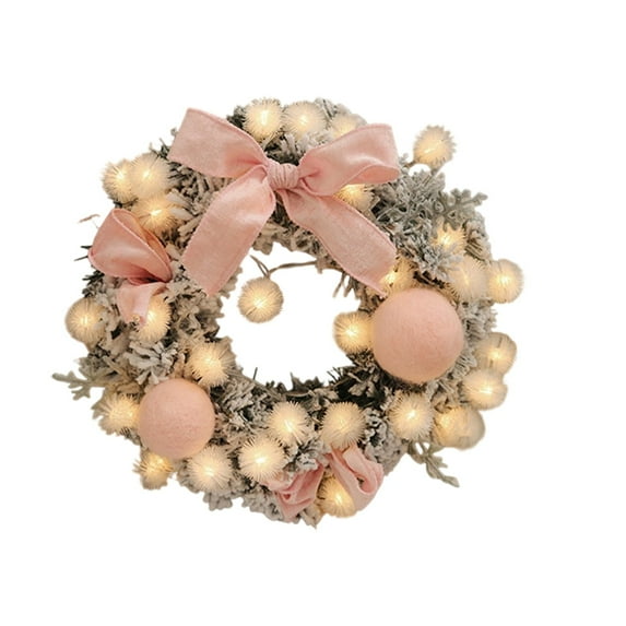 YIKA 30cm Lighted Flocked Christmas Wreath With LED Lights And Velvet Bows Battery Operated Holiday Front Door Garland For Home Indoor Outdoor Decoration Christmas Bows And Ribbons