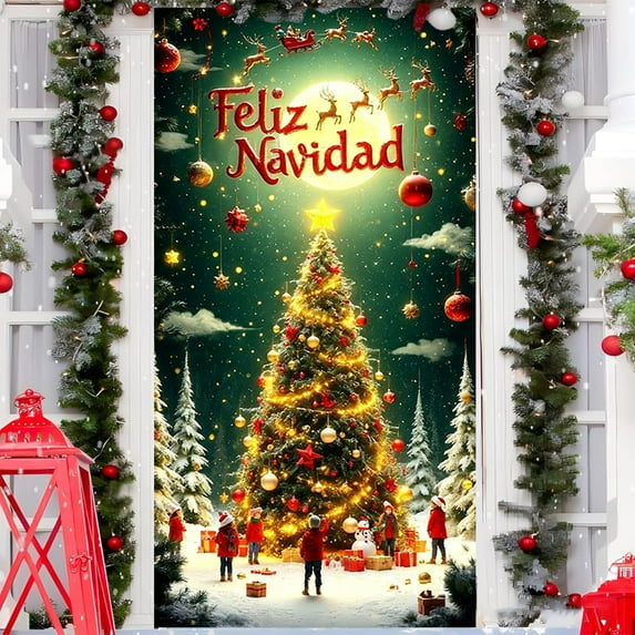 YIKA 35 X 71 Inch Christmas Door Cover - Santa Claus Pattern - Christmas Day Door Decoration - Festival Party Decoration Christmas Decorations B