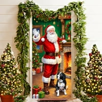 YIKA 35 X 72 Inch Christmas Door Cover Christmas Door Curtain Christmas Day Door And Wall Decoration Festival Party Decoration Christmas Decorations B