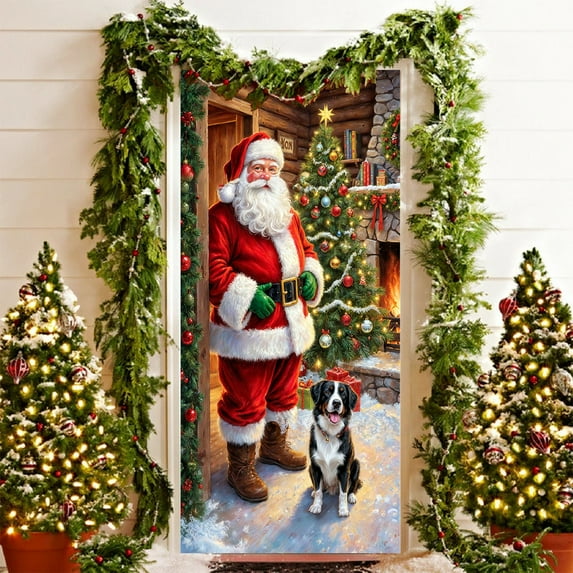 YIKA 35 X 72 Inch Christmas Door Cover Christmas Door Curtain Christmas Day Door And Wall Decoration Festival Party Decoration Christmas Decorations C