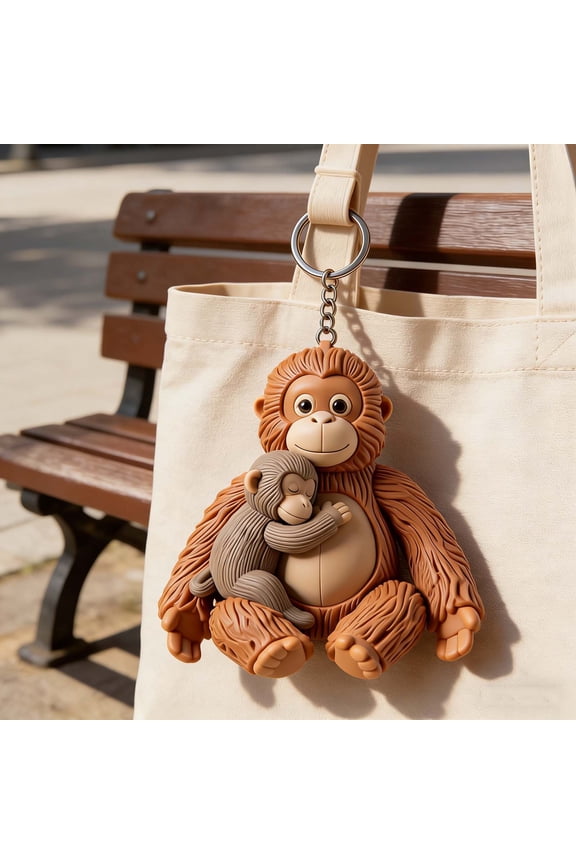3D Monkey Statue Keychain, Acrylic Flat Pendant Decoration for Home & Car, Funny Animal Keychain Hanging Ornament for Bag, Wall & Gift
