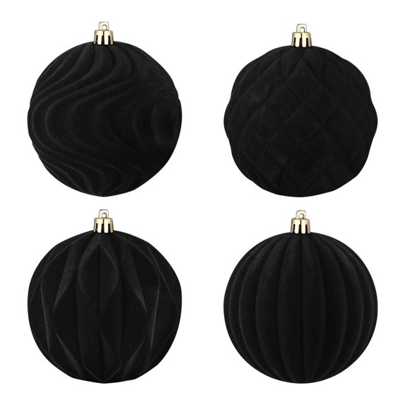 YIKA 4 Pcs Velvet Christmas Balls Flocked Christmas Tree Ornaments Plastic Balls Xmas Decorative Hanging Ornaments Christmas Tree Decoration 2.4 Inch
